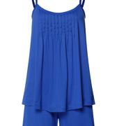 Juliet Spaghetti Strap Pleated Pajama Set | Dazzling Blue 77705-1584